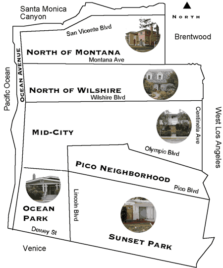 Map of Santa Monica with links to information pages